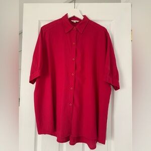 Max Studio Hot Pink Casual Button Down Shirt